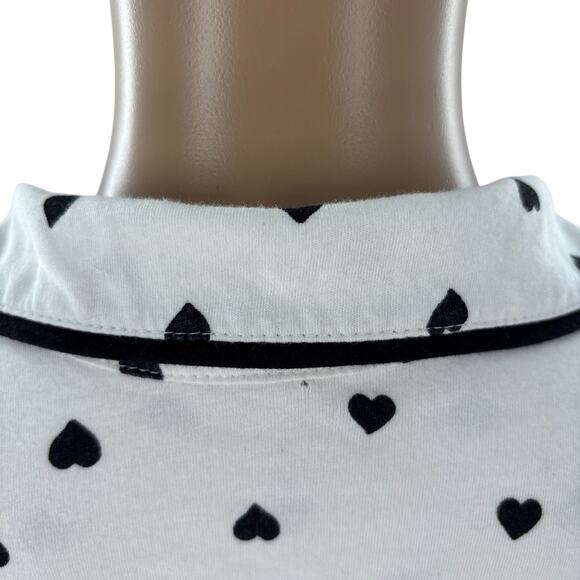 Kate Spade White Brushed Sweater Knit Heart Print Cotton Pajama Top - Picture 7 of 9